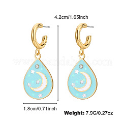 Серьги-гвоздики с эмалью из цинкового сплава в форме капли и луны&nbsp;FS-WGAA5F7-02