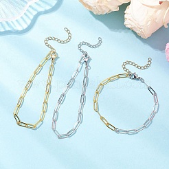 Женский набор из 3 браслета-цепочки со скрепками из нержавеющей стали 304 и латуни&nbsp;BJEW-JB12658