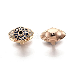 Серьги-кольца среднего размера с синим кубическим цирконием и конским глазом&nbsp;EJEW-G321-22G