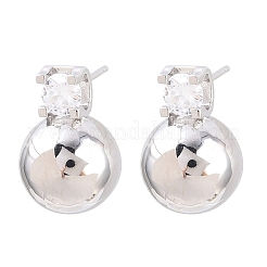 Ohrstecker aus Messing mit Pavé-Fassung und klarem Zirkonia&nbsp;EJEW-G471-36P
