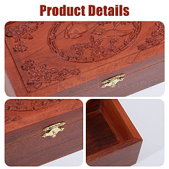 Rechteckige Aufbewahrungsboxen aus Holz für Schmucksets mit aufklappbarem&nbsp;CON-WH0123-12