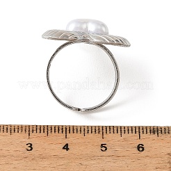 Bagues manchettes ouvertes en acier inoxydable 304 serties de perles d'imitation pavées&nbsp;RJEW-T037-04P