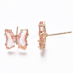 Серьги-гвоздики в виде бабочки из кубического циркония со стеклом&nbsp;KK-S365-003
