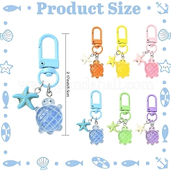 6 шт. подвесных украшений из светящейся смолы в виде черепахи&nbsp;HJEW-YW00192