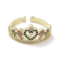 Открытые манжеты из латуни с микропаве кубический цирконий&nbsp;RJEW-M170-10G