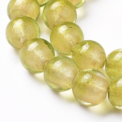 Fili di perle di vetro lamina d'argento&nbsp;FOIL-G028-01B