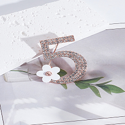 1 pz numero 5 con spille in lega di strass a forma di fiore&nbsp;JEWB-LP0001-04