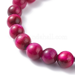 Bracelet extensible en perles d'oeil de tigre naturel teint rond de 8.5 mm pour fille et femme&nbsp;BJEW-JB07152-04