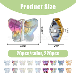 220 pz 11 colori placcatura perline di vetro trasparente&nbsp;GLAA-DC0001-30