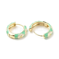 Серьги-кольца с цветком ромашки&nbsp;EJEW-G290-01G-C