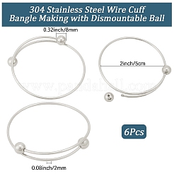 6 bracciale regolabile in filo di acciaio inossidabile 304&nbsp;MAK-BBC0001-24A-P