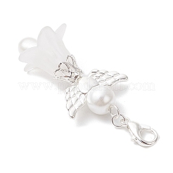 8 pz 8 colori acrilico satinato e perle di vetro ciondolo decorazione a forma di angelo con fiore&nbsp;HJEW-JM03490