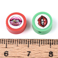 Perles en argile polymère imprimées faites à la main&nbsp;CLAY-T022-12G