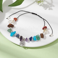 Bracelets de perles tressées avec pierres précieuses naturelles et synthétiques chakra&nbsp;BJEW-JB09824
