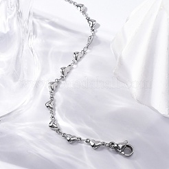 Anlaufgeschützte 304 Edelstahl-Herzgliederarmbänder&nbsp;BJEW-M121-03P