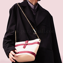 3 шт. 3 стильных пластиковых ручек для сумок с имитацией жемчуга и железной цепочкой&nbsp;DIY-WR0002-71A