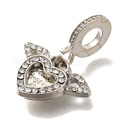 Charms pendenti europei in strass di cristallo in lega di placcatura a cremagliera&nbsp;FIND-H005-44AS