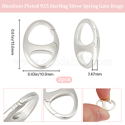2 шт. 925 кольца-пружины из стерлингового серебра с родиевым покрытием&nbsp;STER-BBC0007-53