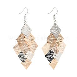 Серьги-подвески в форме ромба из нержавеющей стали 430&nbsp;EJEW-A137-01P-02