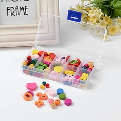 1 scatola perline di forme di legno misti per bambini fai da te&nbsp;WOOD-X0003-B