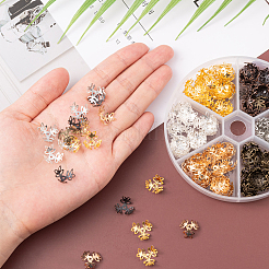 210шт 6 цвета 3-лепестковые железные колпачки для бусин&nbsp;IFIN-CJ0001-66