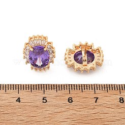 Pendientes de latón ovalado con micro pavé de circonitas cúbicas para mujer&nbsp;EJEW-G428-27G-03