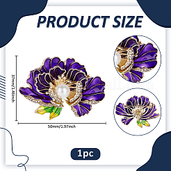 Броши-цветы из цинкового сплава с эмалью и стразами&nbsp;JEWB-WH0001-53G-01