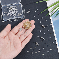 6 пара сережек-гвоздиков в форме листа из латуни с кубическим цирконием&nbsp;KK-CN0003-20P