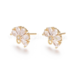 Латунные серьги с цирконом&nbsp;X-EJEW-E257-05G