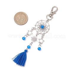 Pendentif décoratif en alliage et perles de jade malaisien naturel et teinté&nbsp;HJEW-JM02937
