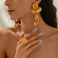 Элегантные железные серьги-кисточки с цветами и кольца-манжеты для женщин&nbsp;TS0972