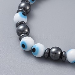 Perles de lampwork fait main mauvais oeil bracelets stretch&nbsp;BJEW-JB04461-01