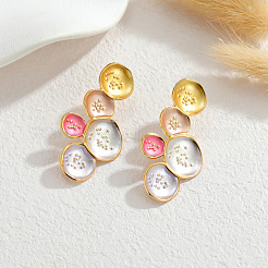Pendientes de botón esmaltados de acero inoxidable 304&nbsp;WG299BE-01