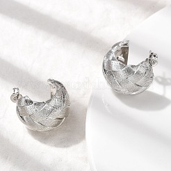 Латунные плетеные серьги-гвоздики в форме буквы С&nbsp;EJEW-H171-04P