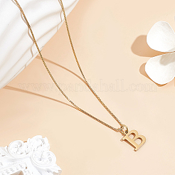 1 collar con colgante de letra de acero inoxidable 304&nbsp;NJEW-LP0001-38B-G