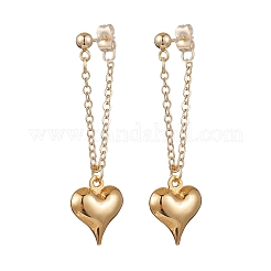 Orecchini in ottone con ciondolo a forma di cuore con catena&nbsp;EJEW-JE06115