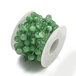 Нержавеющая сталь 304 со стеклянными звеньями «кошачий глаз»&nbsp;CHS-G038-08P-01