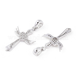 925 pendente in argento sterling placcato rodio con micro pavé di zirconi trasparenti&nbsp;STER-T007-36P