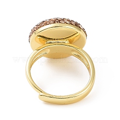 Регулируемое кольцо от сглаза из натуральной ракушки со стразами RJEW-A011-12G