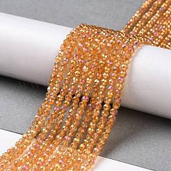 Chapelets de perles en verre transparent électrolytique&nbsp;GLAA-H021-01B-FR06