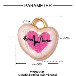 Pendentifs en acier inoxydable 304 émaillés&nbsp;STAS-OY014-25G