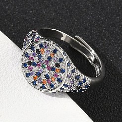 Bagues de manchette en laiton micro pavé de zircone cubique pour femmes&nbsp;RJEW-A069-13P-01