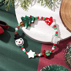 Stretch-Armbänder aus Glasperlen mit Weihnachtsmotiv&nbsp;BJEW-TA00531
