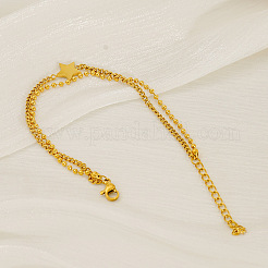 Doppellagige Armbänder aus Edelstahl 304 mit Kugelkette und Panzerkette&nbsp;WG2AC4B-01