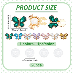 37 шт. запонки в форме бабочки из сплава со стразами и акриловыми пуговицами&nbsp;HJEW-PH02308