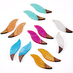 12шт 6 цвета прозрачной смолы и орехового дерева большие подвески&nbsp;RESI-TA0003-44