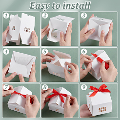 30 шт. 2-х цветные коробки из крафт-бумаги в форме домика с лентой и окошком&nbsp;ABAG-PH0001-54B