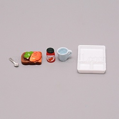 Harz Puppenhaus Miniatur Gemüse Burger Toast Brot Marmelade Teller Tasse Löffel Set&nbsp;DJEW-WH0034-17