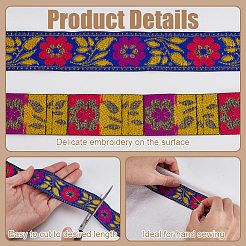 Этнический стиль цветочный узор вышивка полиэстеровые ленты&nbsp;OCOR-WH0104-04A