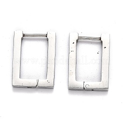 Orecchini a cerchio rettangolari huggie in acciaio inossidabile 304 anti-ossidazione&nbsp;STAS-J033-10A-P